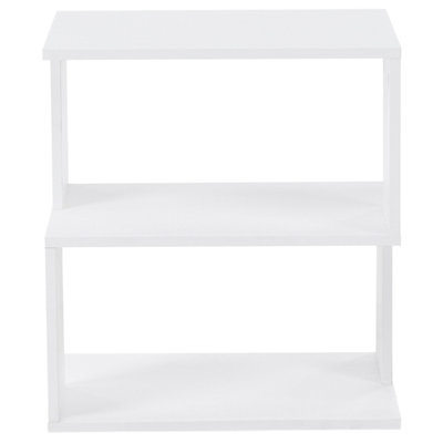 Wyld and Coco Modern White Bedside Table with Open Shelves, Particle Board, 40 x 40 x 44 cm