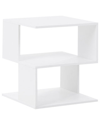 Wyld and Coco Modern White Bedside Table with Open Shelves, Particle Board, 40 x 40 x 44 cm