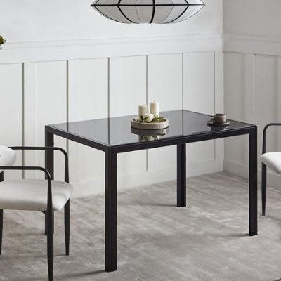Wyld and Coco Nova Compact Dining Table Black Tempered Glass Top 120 x ...