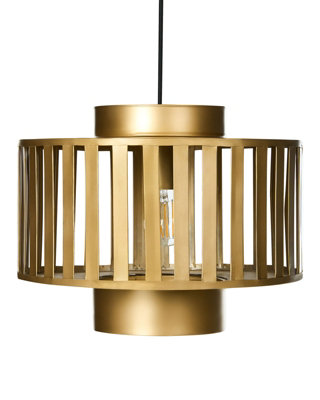 Wyld and Coco Openwork Cage Pendant Lamp - Lacquered Brass-Coloured Iron, W38 x D38 x Drop 140cm