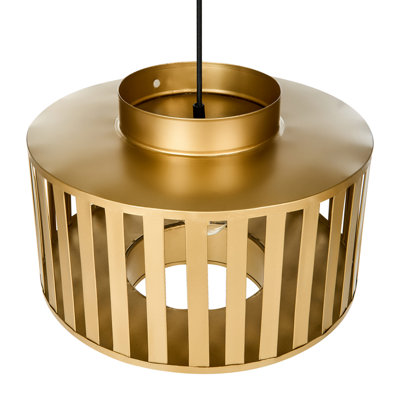 Wyld and Coco Openwork Cage Pendant Lamp - Lacquered Brass-Coloured Iron, W38 x D38 x Drop 140cm