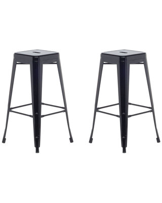 Wyld and Coco Set of 2 Black Steel Counter-Height Bar Stools 76 cm ...