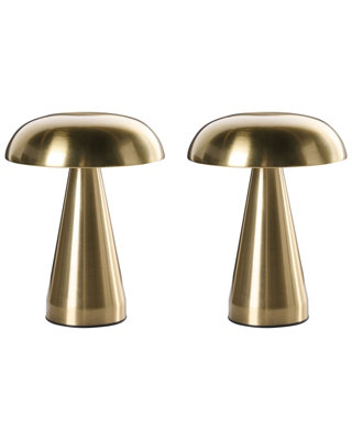 Wyld and Coco Set of 2 Wireless USB-C Rechargeable LED Table Lamps Gold ...
