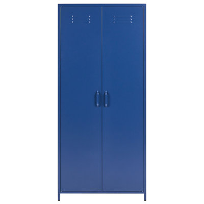 Wyld and Coco UrbanNest Navy Blue Steel Storage Cabinet 2 Doors 4 ...