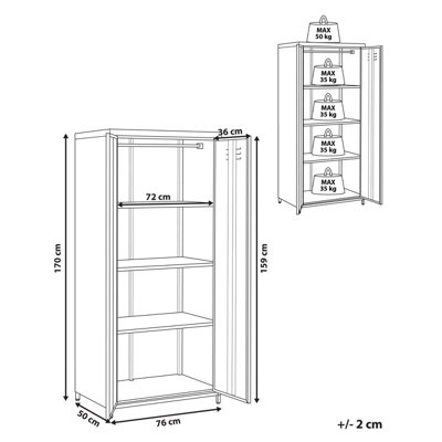 Wyld and Coco UrbanNest Navy Blue Steel Storage Cabinet 2 Doors 4 ...