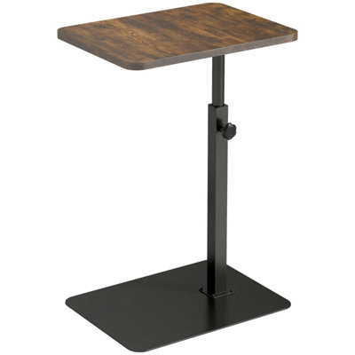 Wyld Haus Falava Rustic Brown C-Shaped Side Table with Adjustable Stainless Steel Frame 44.5-79 cm
