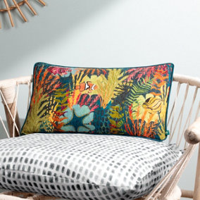 Wylder Abyss Coral Bay Chenille Piped Cushion Cover