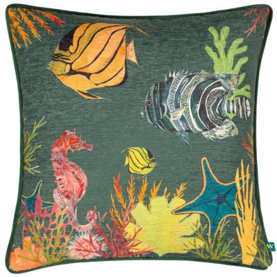 Wylder Abyss Under The Sea Chenille Piped Polyester Filled Cushion