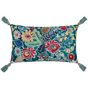 Wylder Adeline Rectangular Floral Tasselled Polyester Filled Cushion