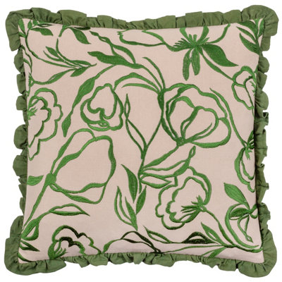 Wylder Albera Floral Embroidered Feather Filled Cushion