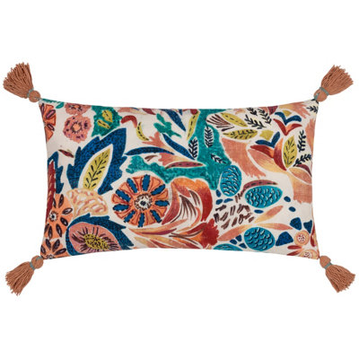 Wylder Aquess Floral Tasselled Cushion Cover