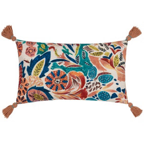 Wylder Aquess Floral Tasselled Feather Filled Cushion