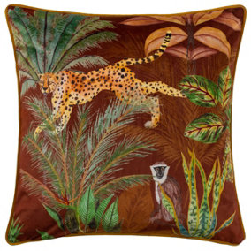 Wylder Aranya Cheetah Piped Velvet Feather Filled Cushion