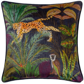 Wylder Aranya Cheetah Piped Velvet Polyester Filled Cushion