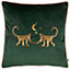 Wylder Dusk Monkey Embroidered Piped Velvet Polyester Filled Cushion