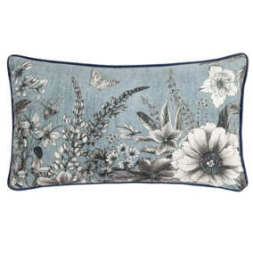 Wylder Harlington Gardenia Floral Piped Polyester Filled Cushion