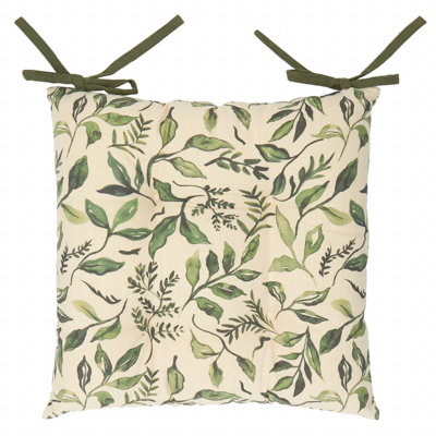 Wylder Herb Garden 2 Pack 100% Slub Cotton Seat Pads, Cream, 40 x 40cm