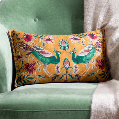 Wylder Holland Park Peacock Floral Feather Filled Cushion