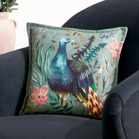 Wylder Holland Park Peacock Floral Feather Filled Cushion