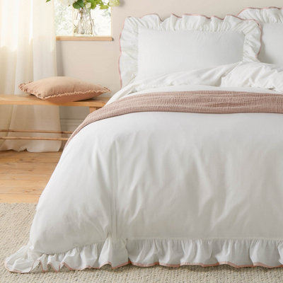 Wylder Nature Blousey Cotton Ruffle Duvet Set, Single, Pink