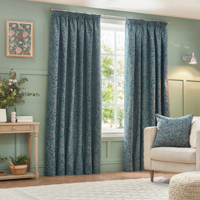 Wylder Nature Grantley Jacquard Pencil Pleat Curtains at B&Q