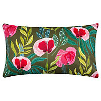 Wylder Nature House of Bloom Poppy Rectangular UV & Water Resistant Outdoor Polyester Filled Cushion