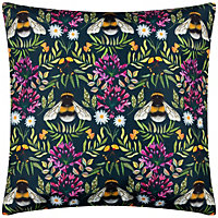 Wylder Nature House of Bloom Zinnia Bee Square UV & Water Resistant Outdoor Polyester Filled Cushion
