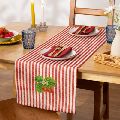 Wylder Nature Strawberry Stripes Indoor/Outdoor Large Table Runner