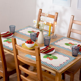 Wylder Nature Strawberry Stripes Set of 4 Indoor/Outdoor Placemats