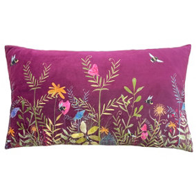 Wylder Nature Willow Wildflower Meadow Digitally Printed Velvet Polyester Filled Cushion