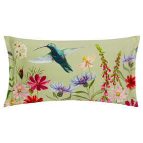 Wylder Nectar Garden Hummingbird Velvet Feather Filled Cushion