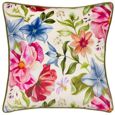 Wylder Nectar Garden Petunia Floral Piped Feather Filled Cushion