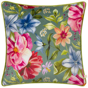 Wylder Nectar Garden Petunia Floral Piped Polyester Filled Cushion