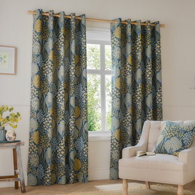 Wylder Ophelia Floral Jacquard Room Darkening Eyelet Curtain Pair