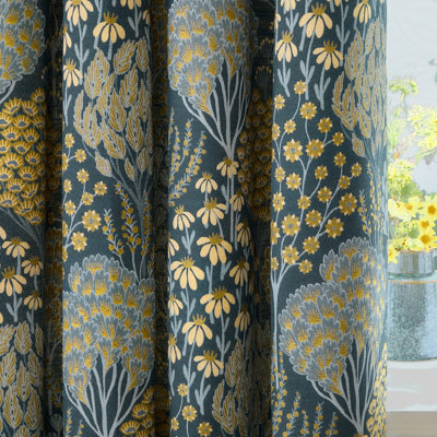 Wylder Ophelia Floral Jacquard Room Darkening Eyelet Curtain Pair