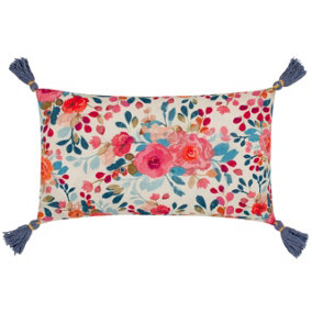 Wylder Posies Floral Tasselled Polyester Filled Cushion