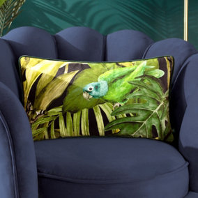 Wylder Psitta Tropical Velvet Piped Feather Filled Cushion