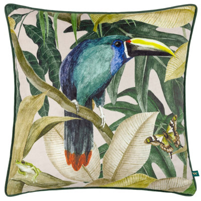 Wylder Rampha Tropical Velvet Piped Polyester Filled Cushion