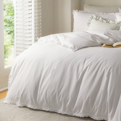 Wylder Tilly 100% Cotton Ruffle Duvet Cover Set, Single, White