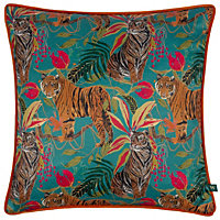 Wylder Tropics Kali Jungle Tigers Velvet Polyester Filled Cushion