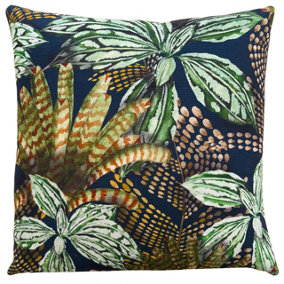Wylder Tropics Mogori Abstract Leaves Digitally Printed Velvet Polyester Filled Cushion