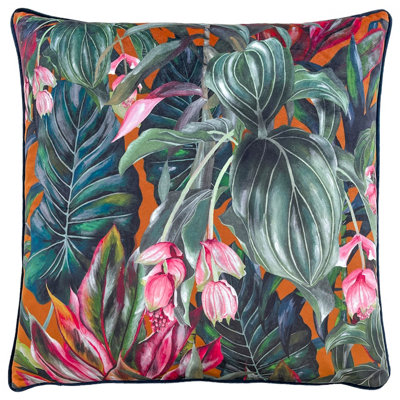 Wylder Tropics Mogori Wild Medinilla Piped Velvet Polyester Filled Cushion