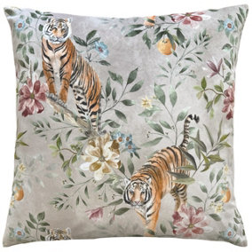Wylder Tropics Orient Tiger Repeat Digitally Printed Velvet Polyester Filled Cushion