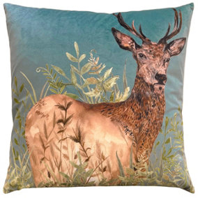 Wylder Willow Stag Digitally Printed Velvet Feather Filled Cushion