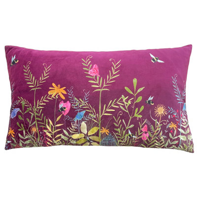 Wylder Willow Wildflower Meadow Digitally Printed Velvet Feather Filled Cushion