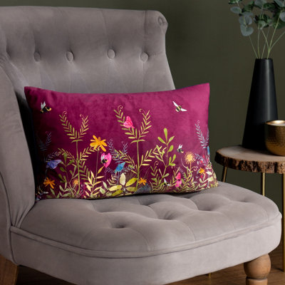 Wylder Willow Wildflower Meadow Digitally Printed Velvet Feather Filled Cushion