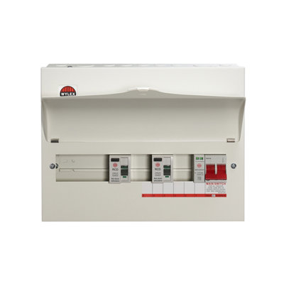 WYLEX 9 Way High Integrity Cons Unit 100A Main Switch, 80A 30mA RCDs, Flexible Configuration, + SPD