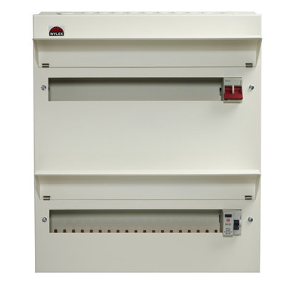Wylex NMDIS1919L 38 Way Split Load Duplex Top Bank 100a Main Switch, Bottom Bank 80a 30ma RCD-38 Way