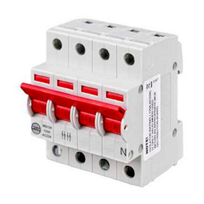 Wylex WS104 4 Module Four Pole Isolator Switch - 100A Incoming Main Switch Disconnector