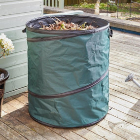 X-Large 200L Pop-Up Spring Bin - Reusable & Collapsible Hardwearing Home or Garden Waste Bag with Carry Handles - H70 x 60cm Dia